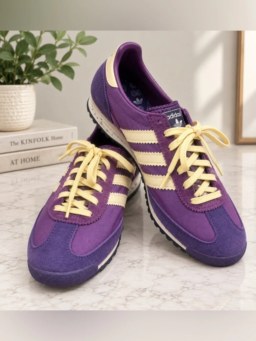 adidas Purple and Cream Women's Retro Trainer Sneakers Womens 7.5/Kids 6